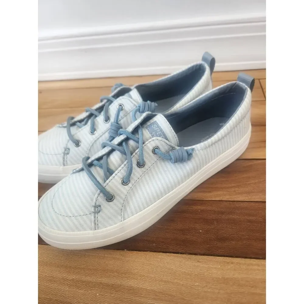 Sperry Shoes Womens 9 Crest Vibe Low Top Striped Sneakers STS86646 Blue White